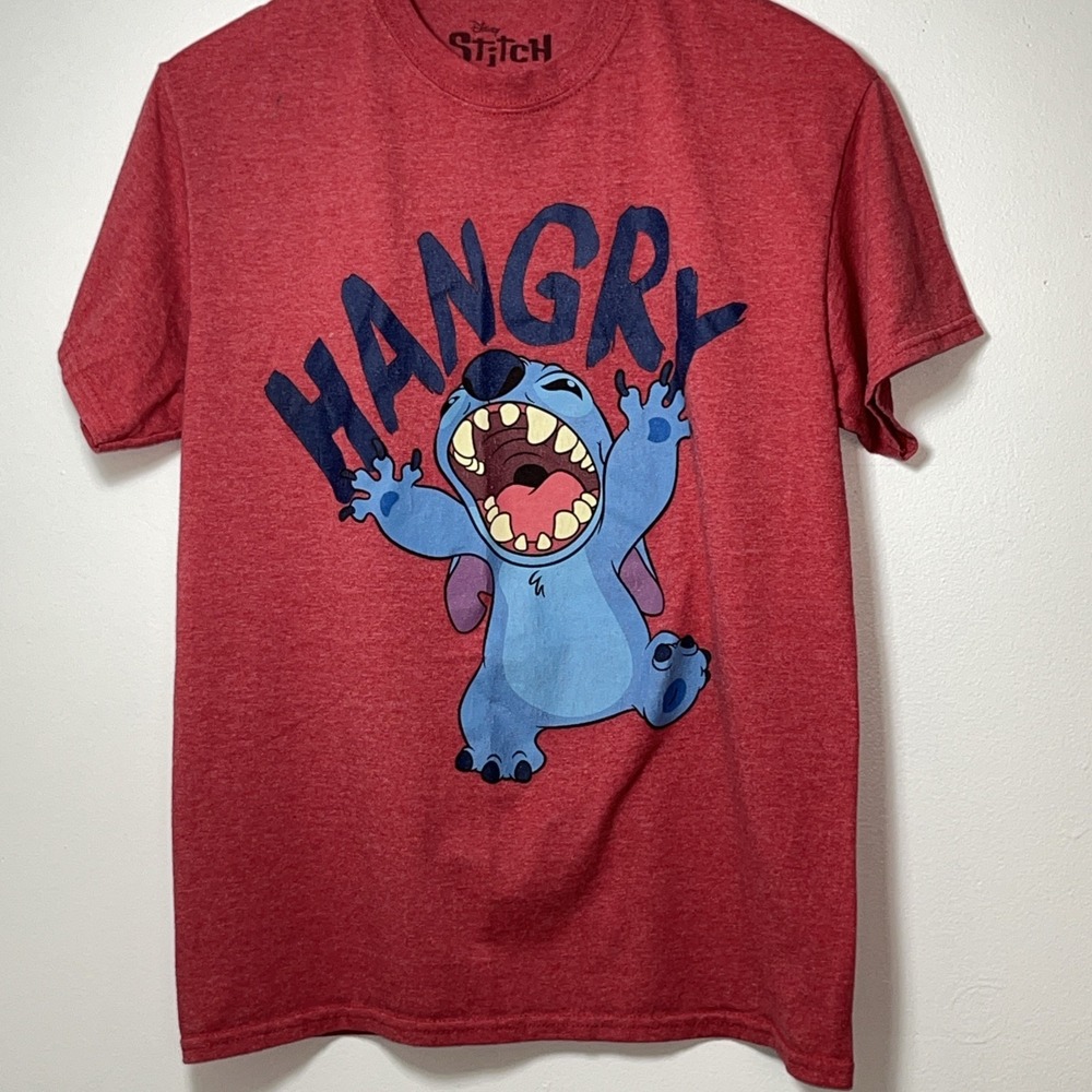Disney Stitch Hangry Graphic T-Shirt Mens Medium Red Heather Lilo and Stitch Tee